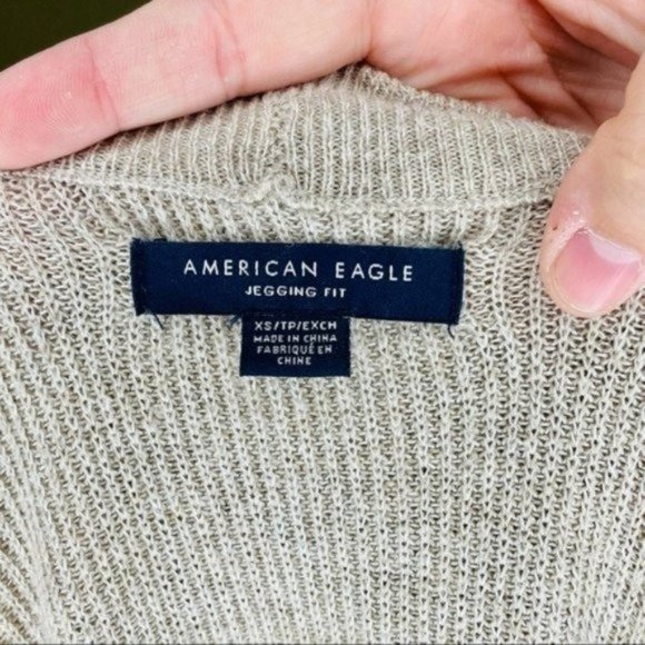 American Eagle Beige Striped Oversized Sweater XS - Picture 4 of 7